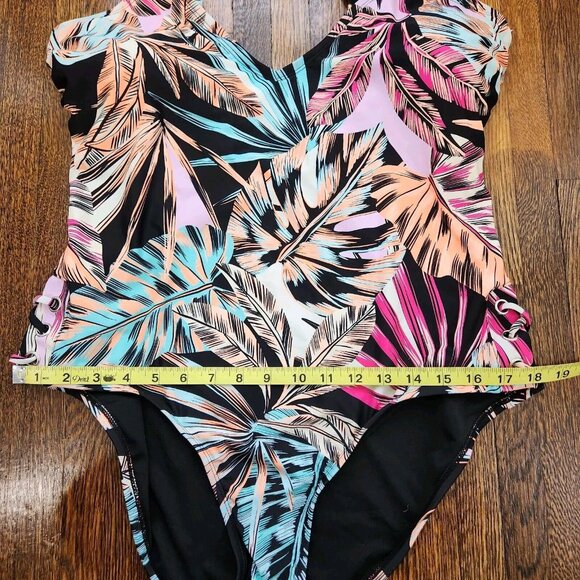 💥5 for $25! Decree Swimsuit Womens One Piece Floral Tropical 1X Vacation - Picture 9 of 15